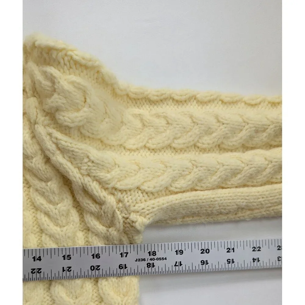 Hand Knit Women's Classic Cable Cardigan Size Small Butter Yellow